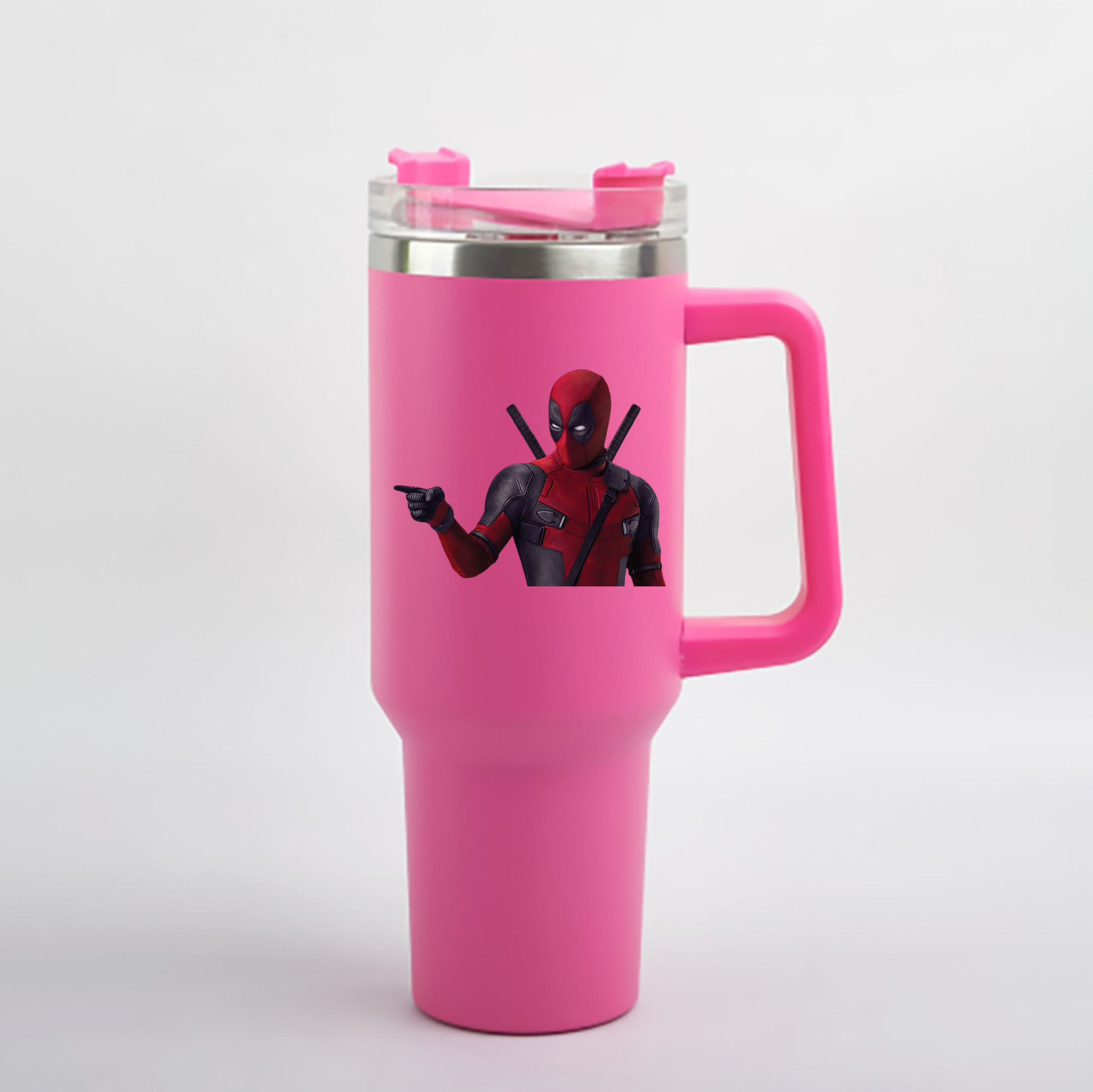（画像用） Deadpool デッドプール 1200mL車用タンブラー - クリスタルステッカー（プラスチックストロー付き）